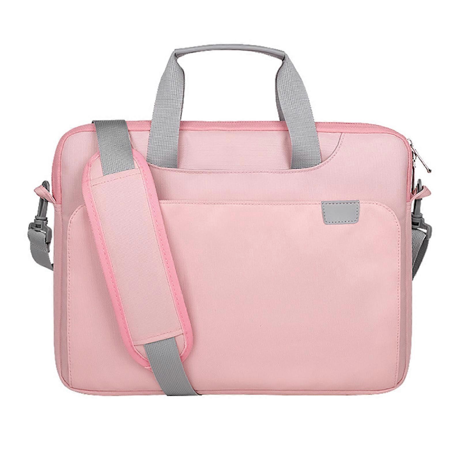 1 PC Portátil Poliéster Manga Laptop Bolsa À Prova D' Água Bolsa de Ombro Capa Protetora para 14 15.6 17.3 "Rosa 15.6 polegadas