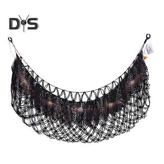 Toy Net Bag with String Light Tassels Design Large Capacity Wall-Mounted Plush Toy Hammock Storage Net Playroom Plush Toy Holder