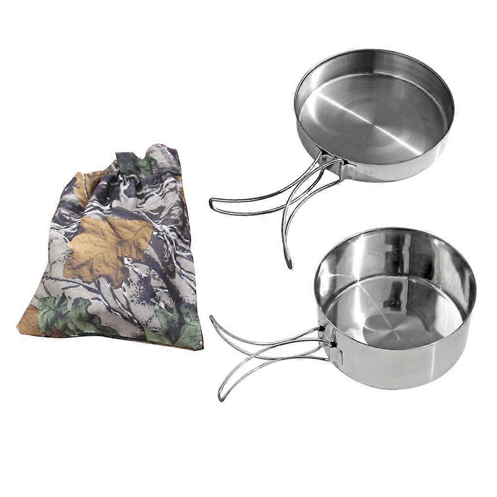 2-in-1 Tableware Frying Pan Food Container Snack Box Hiking Survival Round
