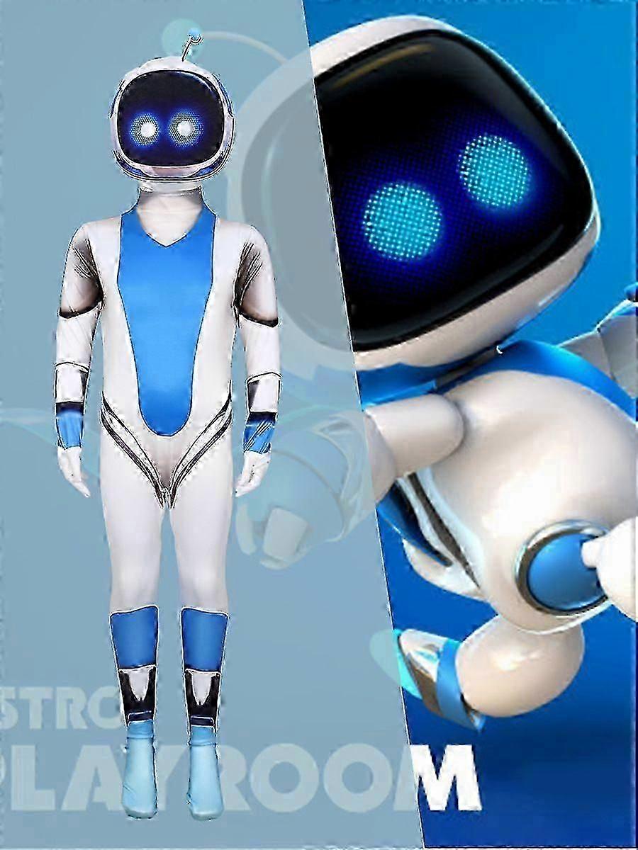 Astro Bot Cosplay Kostym Jumpsuit Body Fest Maskeraddräkt För Män Kvinnor