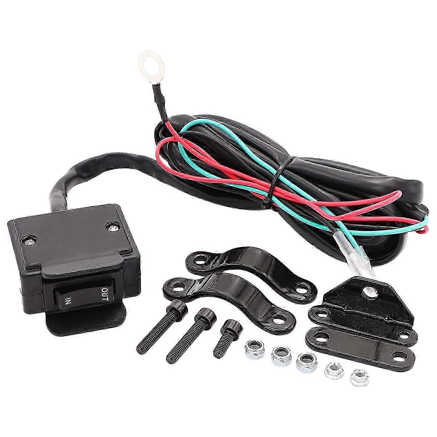2025 12V ATV Winch Rocker Switch with Handlebar Control Line Kit for ATV/UTV