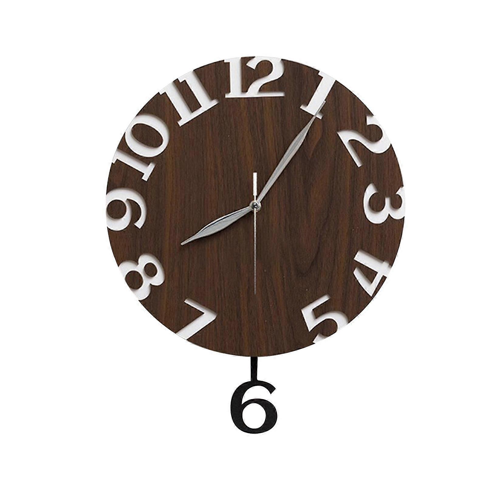 Swinging Wall Clock Wall Hanging Clock Round 12inch, Stylish Silent Clock