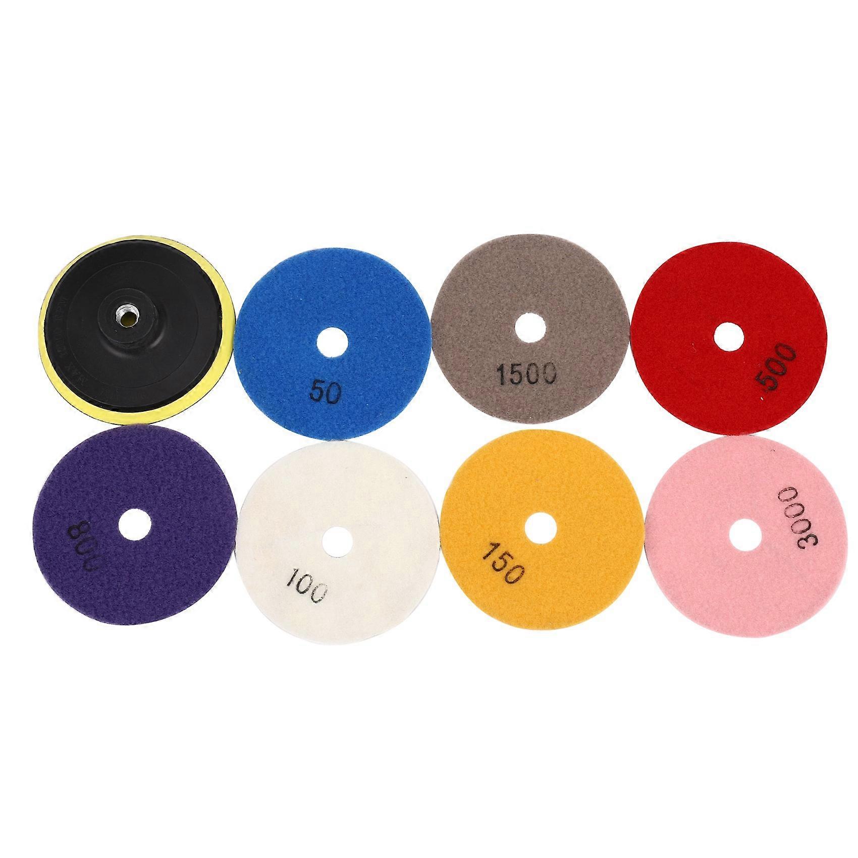 8Pcs Diamond Polishing Pads 4 inch Wet/Dry Set For Stone Concrete Marble