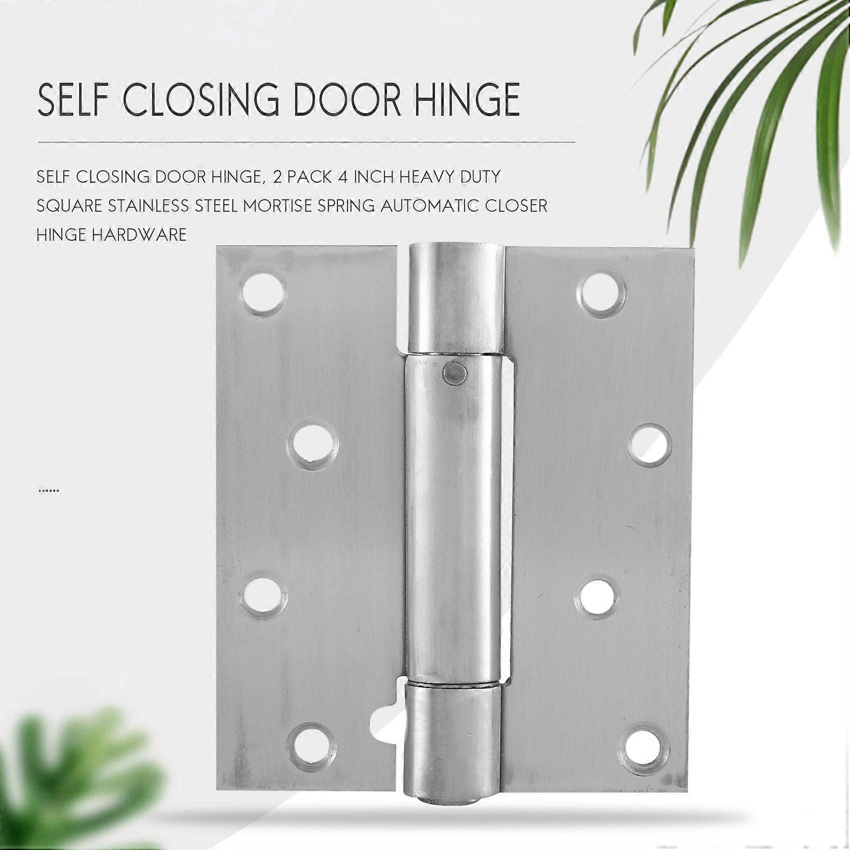 Self Closing Door Hinge, 2 Pack 4 Inch Stainless Steel Hinge Hardware