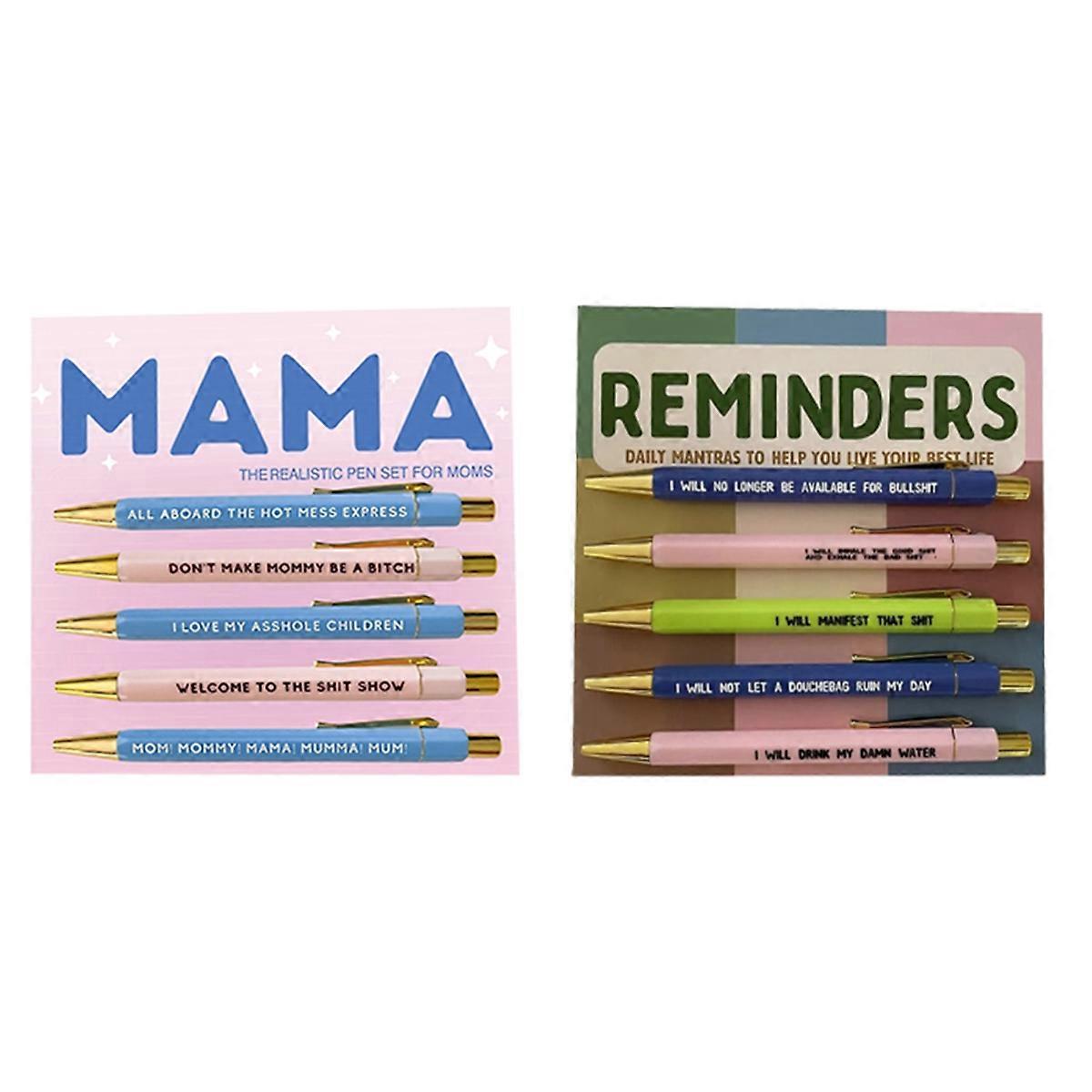 Reminder Daily Mantra Pens, MAMA Pens, Funny Weekly Pens