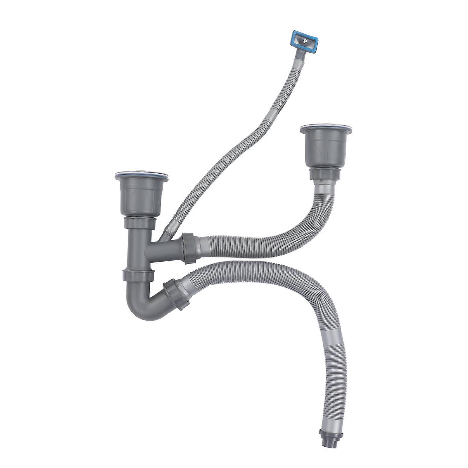 Kitchen Sink Double Hose Drain Kit Quick Draining Expandable Multiple Deodorants Universal Drain Kit for Kitchen Sink