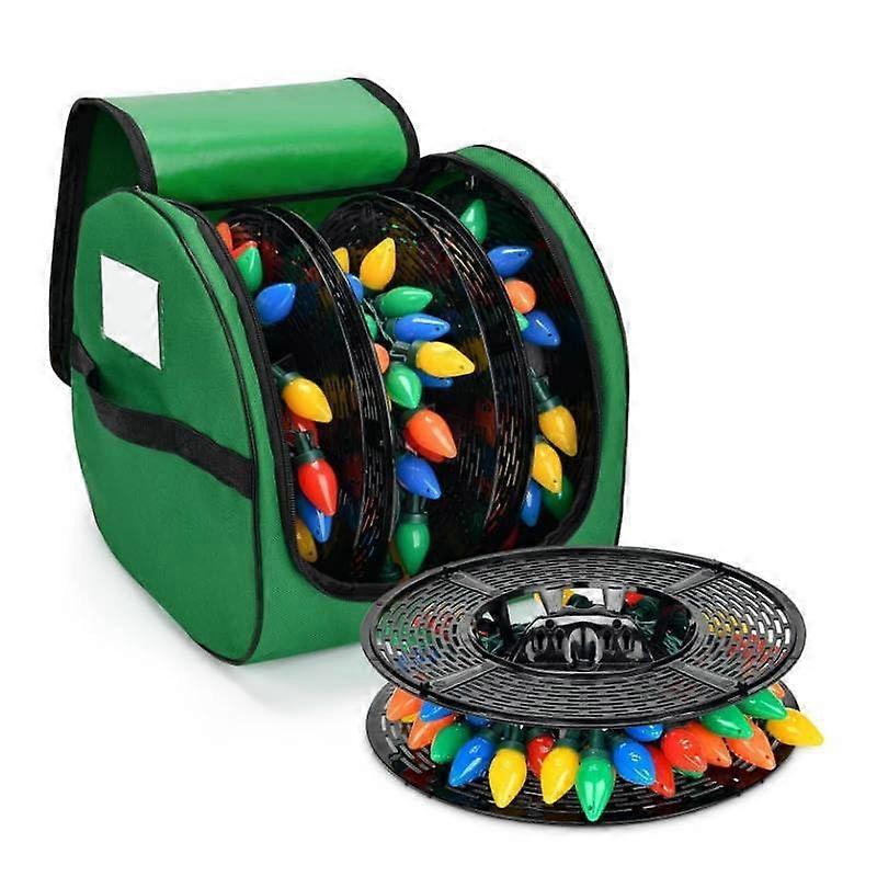 Christmas Light String Storage Bag, Large Capacity Green 600D Fabric, Waterproof, Tear Resistant, Reinforced Handle