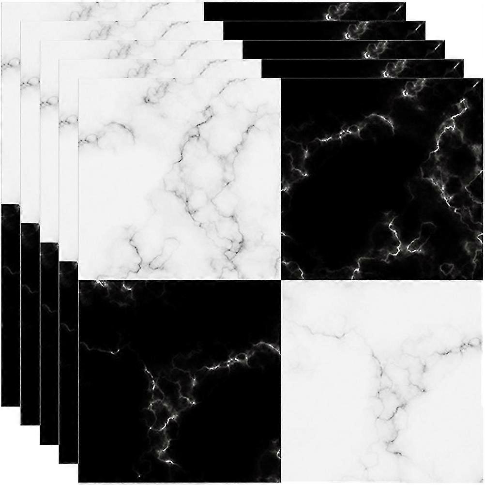 5 Sheets Marble Pattern Tile Stickers for Kitchen & Bathroom - Easy Peel & Stick Wall & Floor Decals