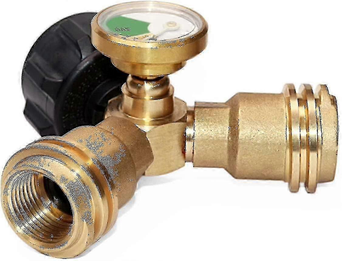 Barsinfi Splitter, Propane Tank Y Splitter Adapter, With Instrument, 2-way Lpg Adapter Tee Joint (PrettyJ)