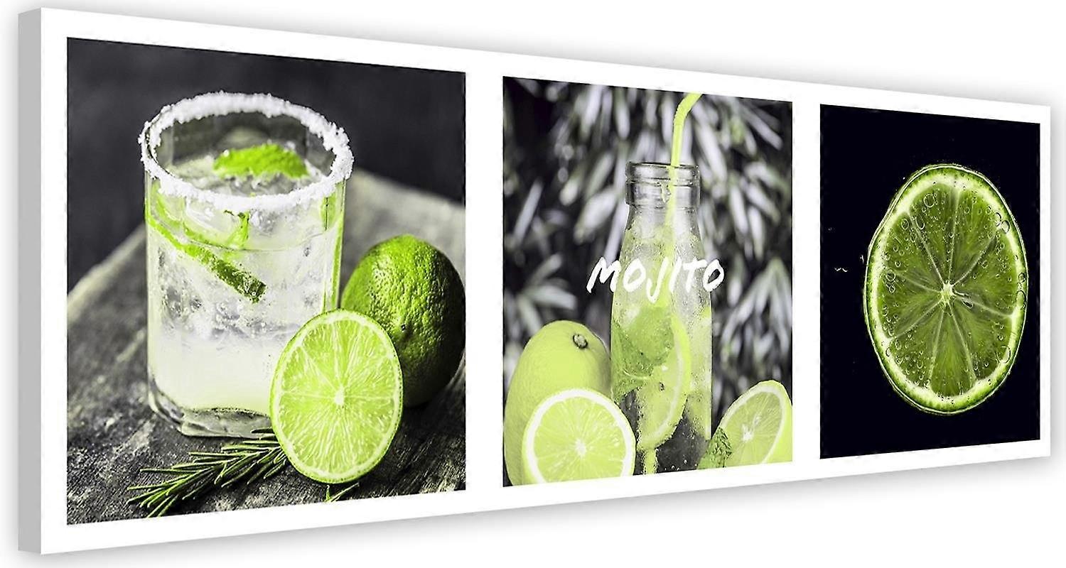 Impression sur toile, Vert citron set - 120x40