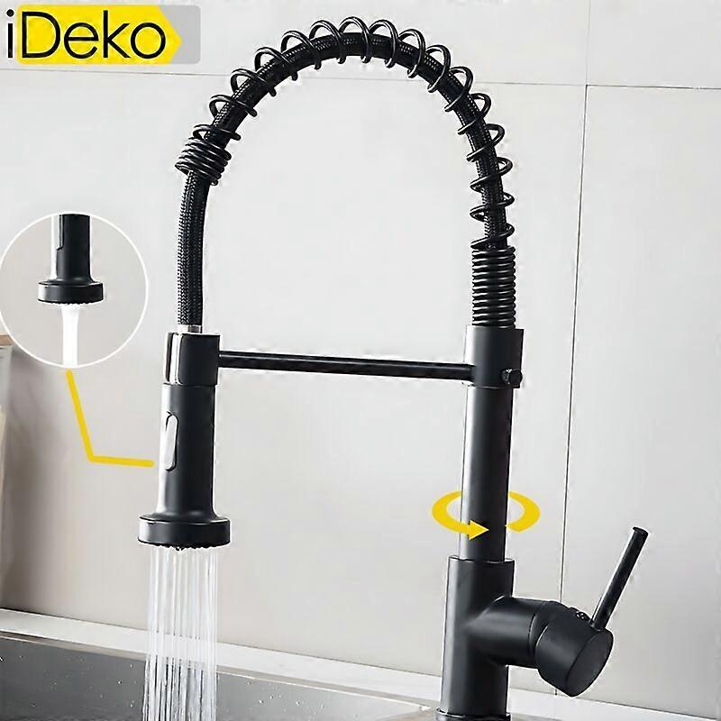 iDeko Kitchen Faucet 2 Jets Multi-Function Shower PRO 360 Degree Rotation Modern Black