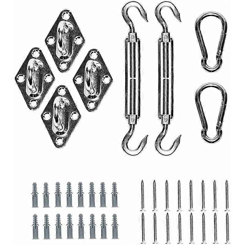 Shade Sail Fixing Kit - 304 Stainless Steel Hardware Fixing Accessories Kit for Shade Sail, Triangular Shade Cloth, Square