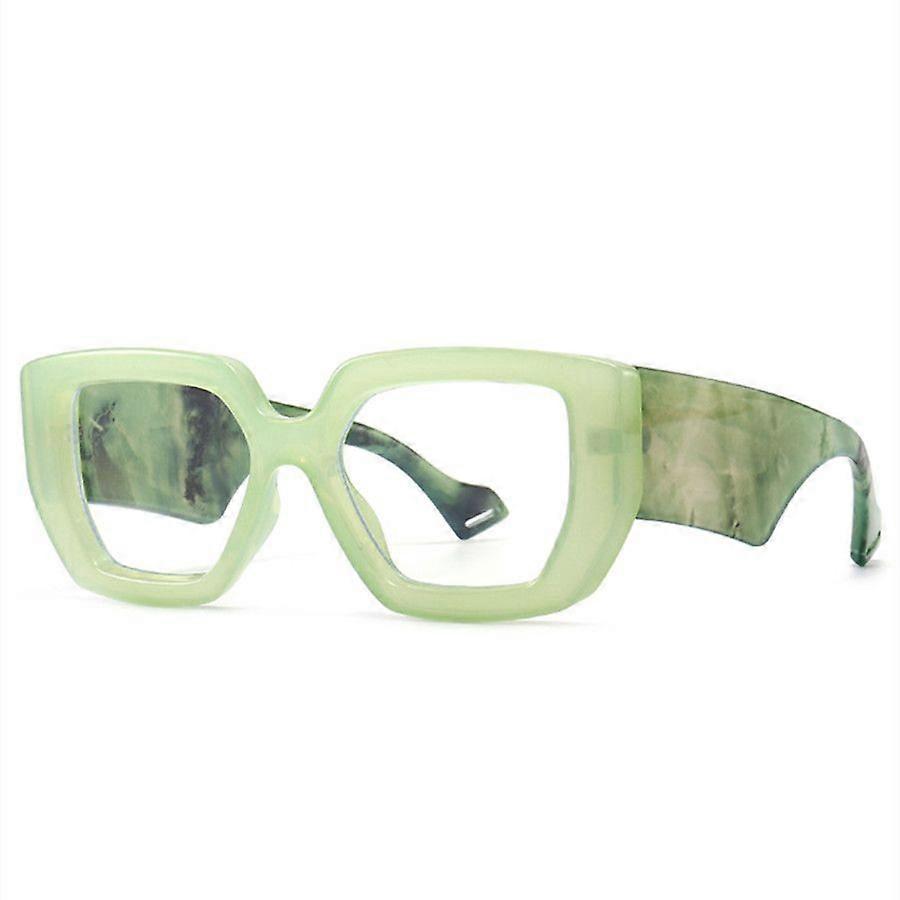 New Fashion Colorful Square Women Glasses Frame Clear Anti-Blu-Ray Spring Hinge Wide Legs Eyewear Men Optical Polygon Frame