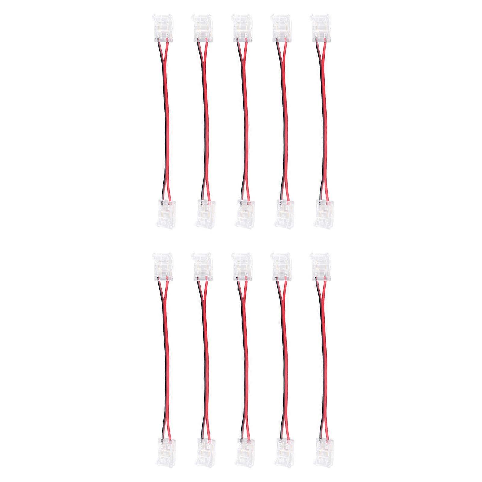 10 Pcs COB Strip Light Connector 2Pin PC Material 10mm Width Double Headed Strip to Strip Extension Connector 