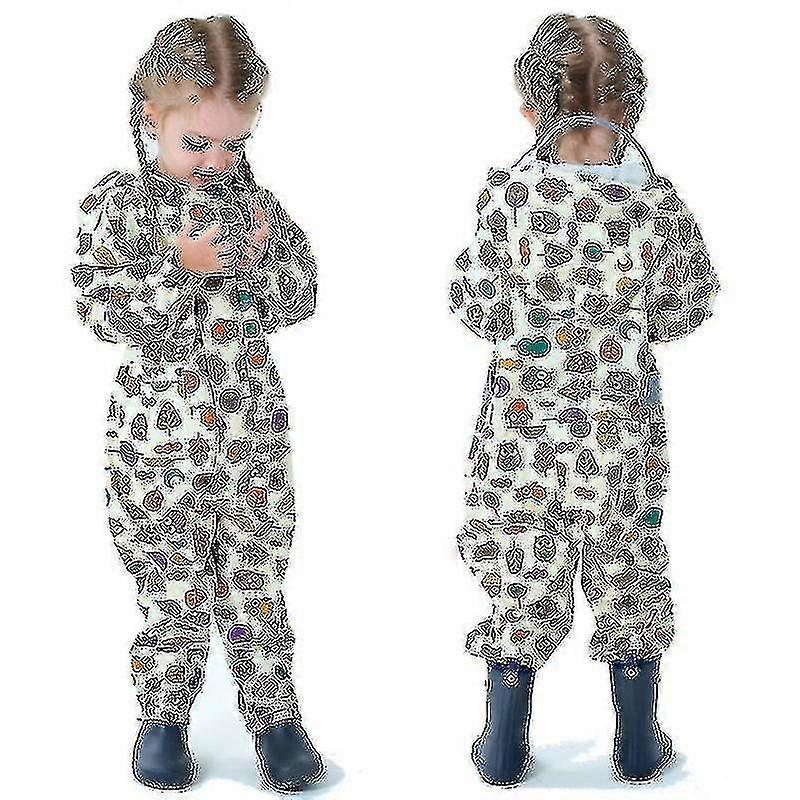 3d Barn Regnrockar För Pojkar Flickor Huva Djur Regndräkt Barn Vattentät One Piece Regnkläder)