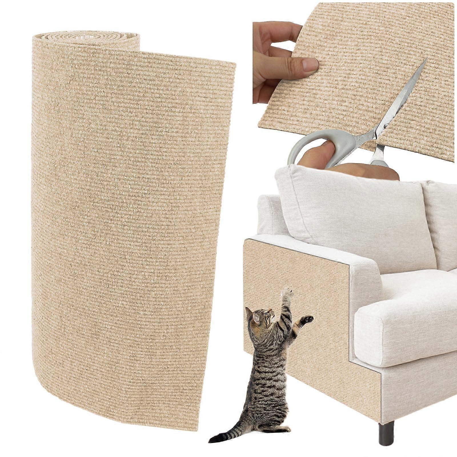 Trimmable Cat Scratcher Mat 39.4x15.8 In Self-Adhesive Carpet Pad Replacement For Cat Tree Shelves And Steps