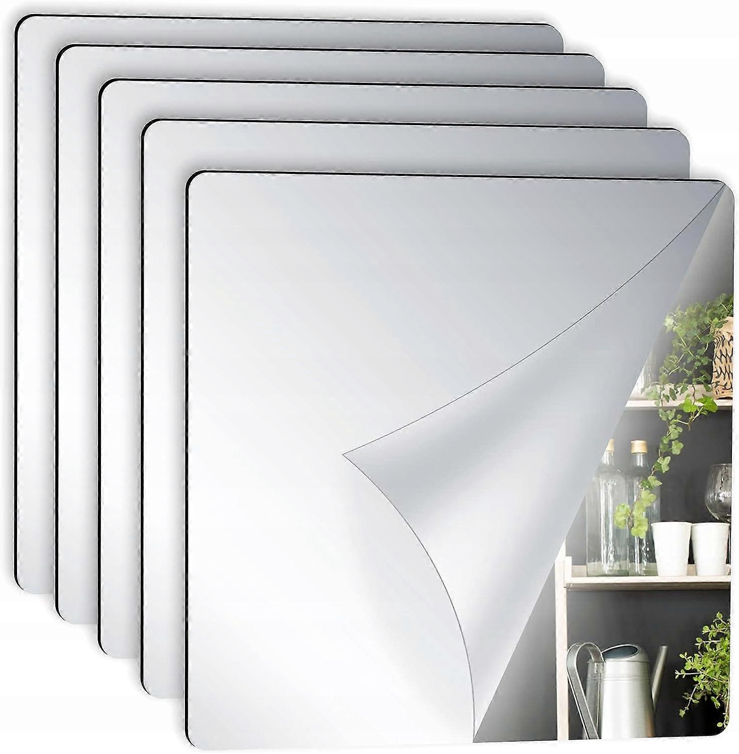 Self-adhesive Mirror Tile Sticker Mirror For Wall Set Of 5
