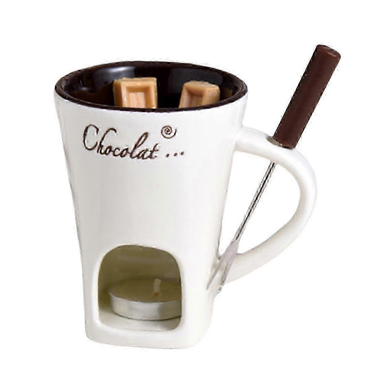Fondue Mug Set Chocolate Cheese Milk Cream Making Set Single Butter Melter Baking Cup Candlestick W-CHENG FU