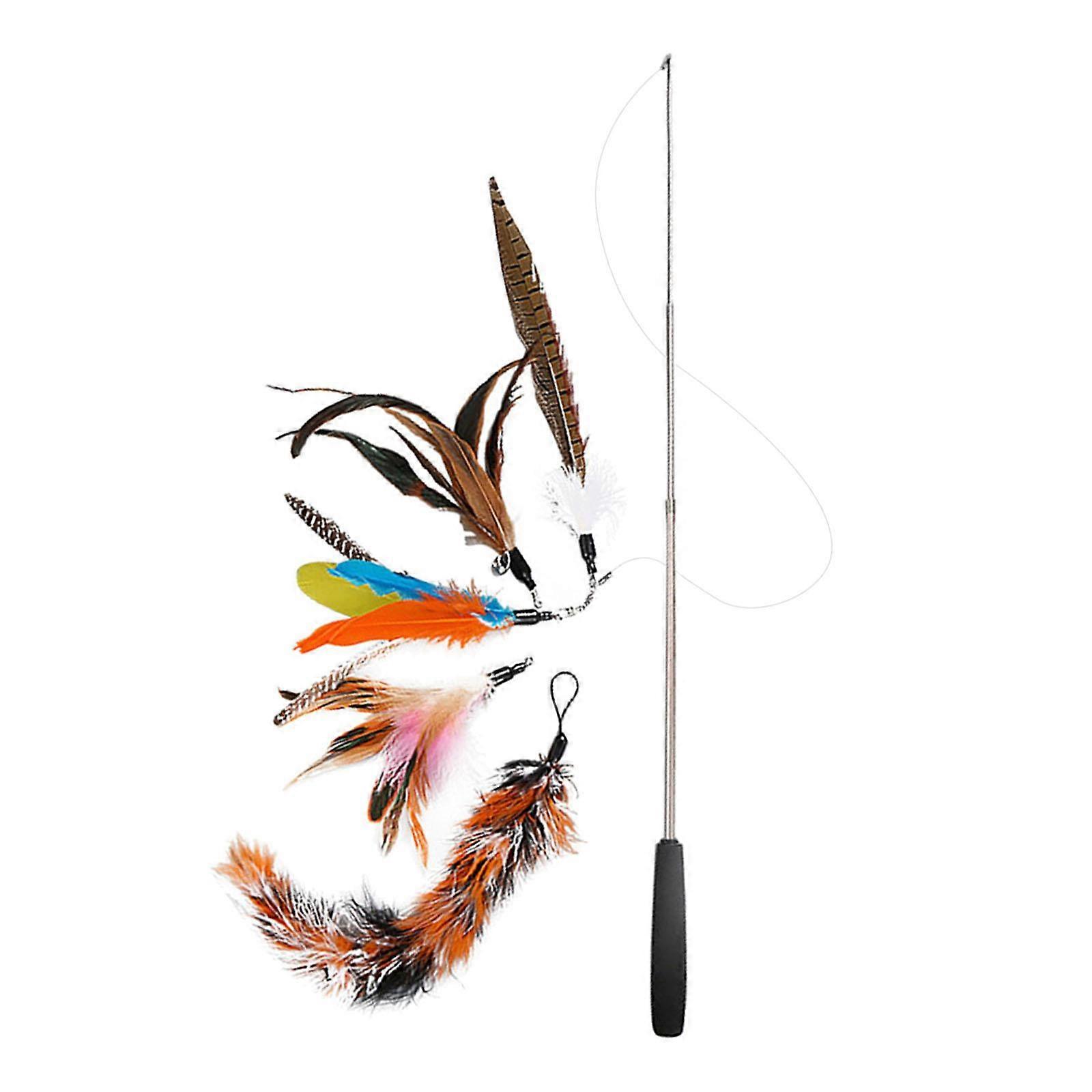 Cat Wand Toy Pet Teaser Retractable Kitten Toy Cat Teaser Wand for Playing