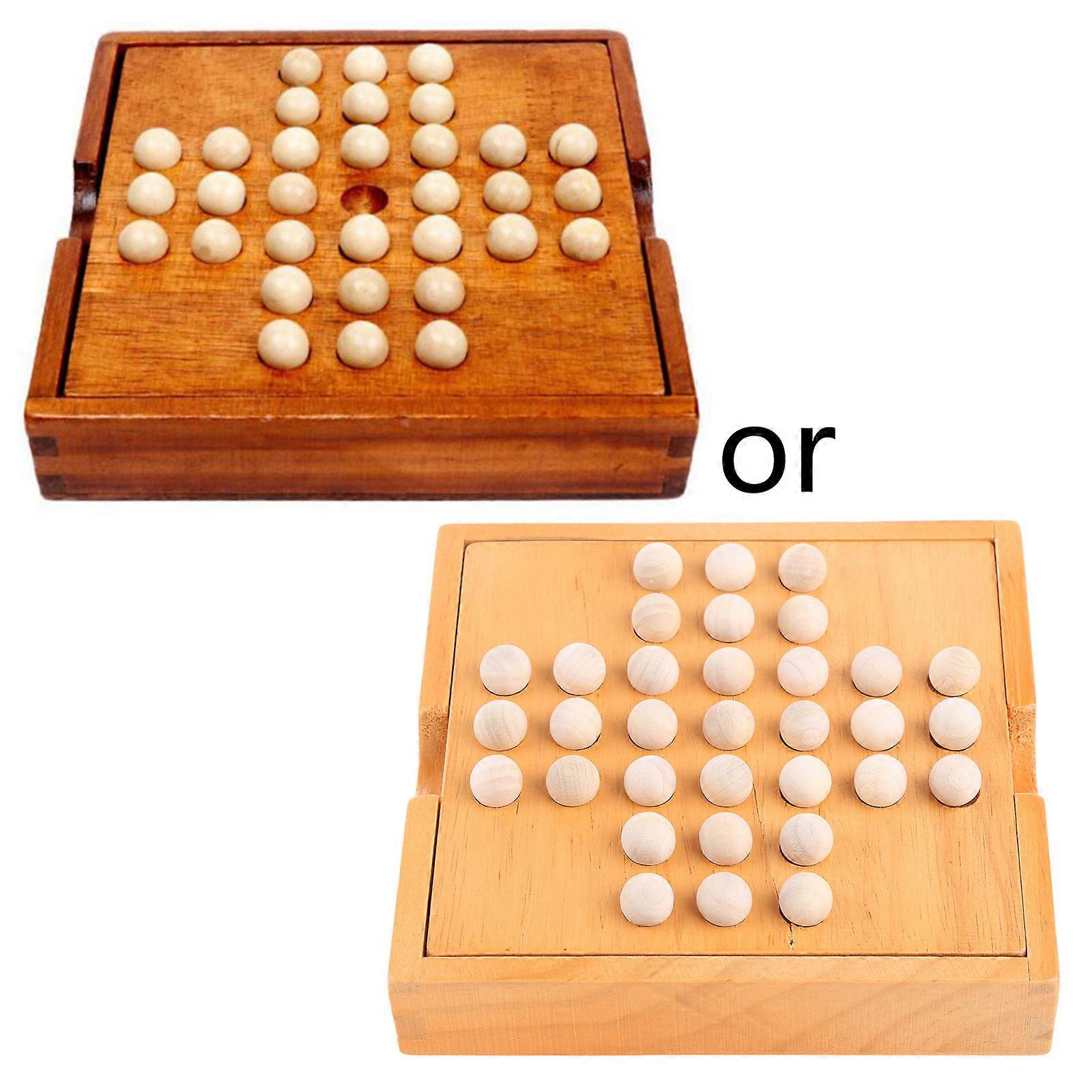 1 Set Classic Wooden Solitaire Board Games Single Chess Peg Solitaire Diamond Move Independently Cognitive Ability Toy