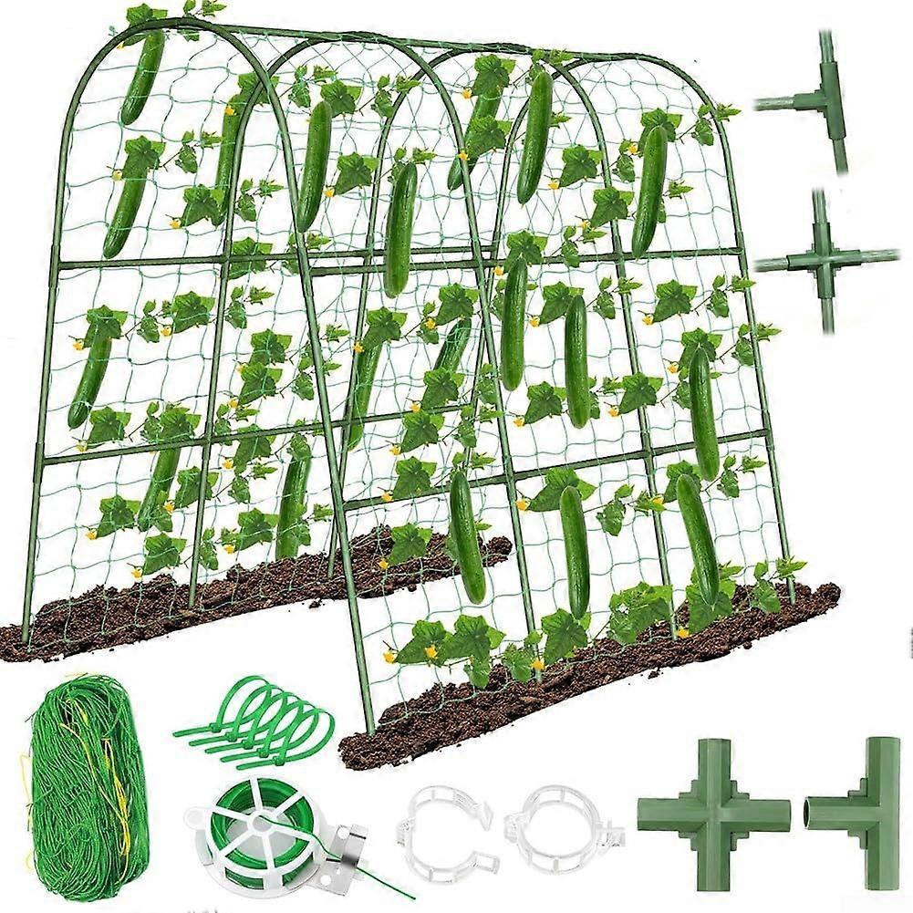 Gurken trellis, metal arch, plant support frame, with nylon net, galvanized pipes, Ushape, garden trellis