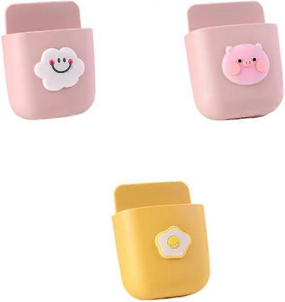 3 Cartoon Wall Self-adhesive Storage Boxes Multifunctional Bedside Desktop Mobile Phone Co