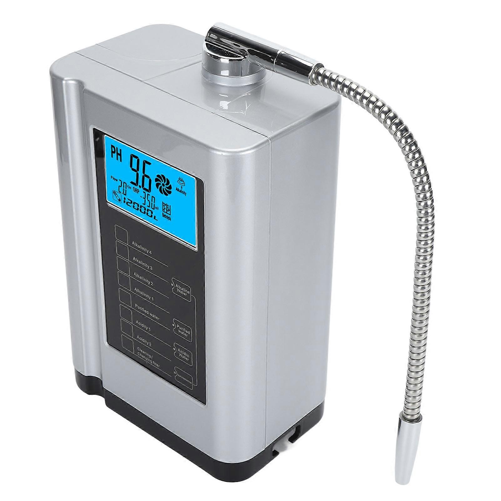 Générateur d’eau riche en hydrogène mural multifonctionnel multifonctionnel petit molécule ioniseur d’eau acide alcaline avec écran LCD 3,8 pouces prise UE argentée