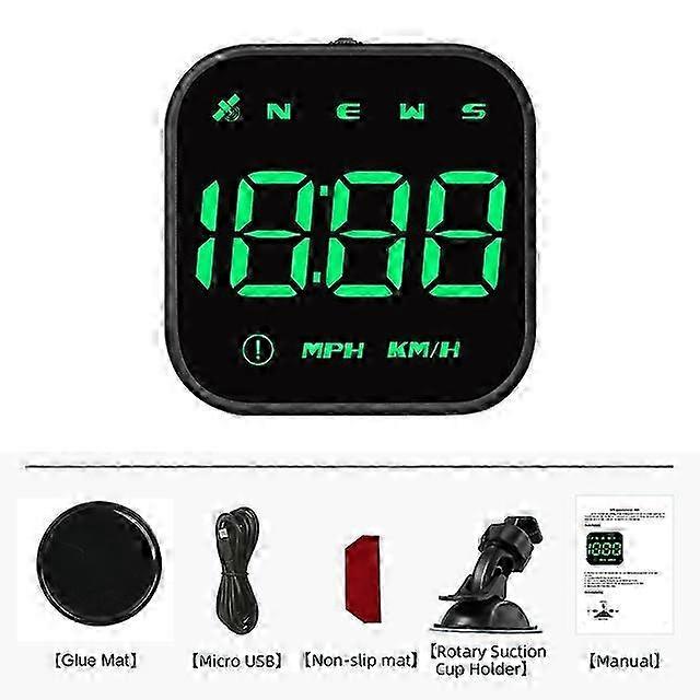 Overspeed Alarm with GPS Compass LED HUD Speedometer 2.5 Inch Fatigue Driving Reminder Auto-sensing