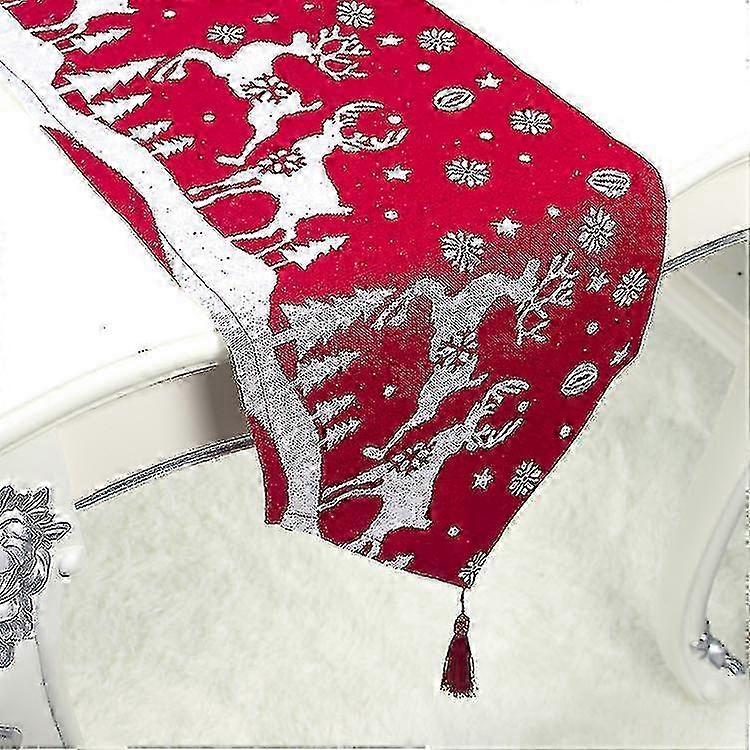 Creative Christmas Table Runner, Two Layers Washable Tablecloth Suitable for Holiday Celebrations