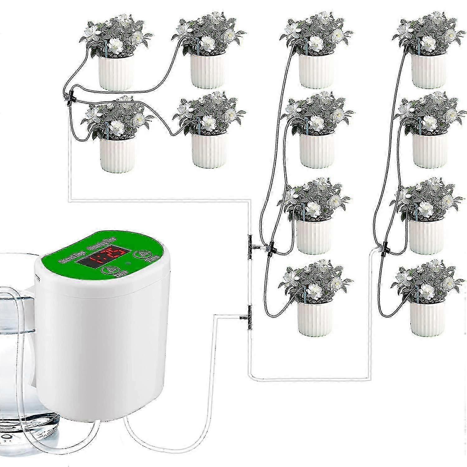 Automatic Drip Irrigation Kit for Indoor Plants, 12 Nozzles with Digital Display & USB Powered