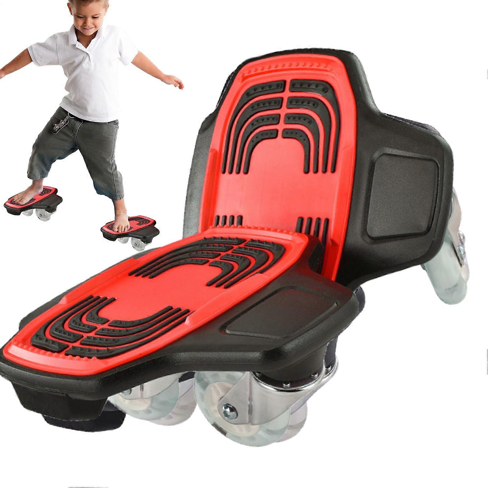 Shared skateboard, portable roll deck, drift plates, high rebound for wheels, all ages, easy ride, outdoor fun, 24x26cm red