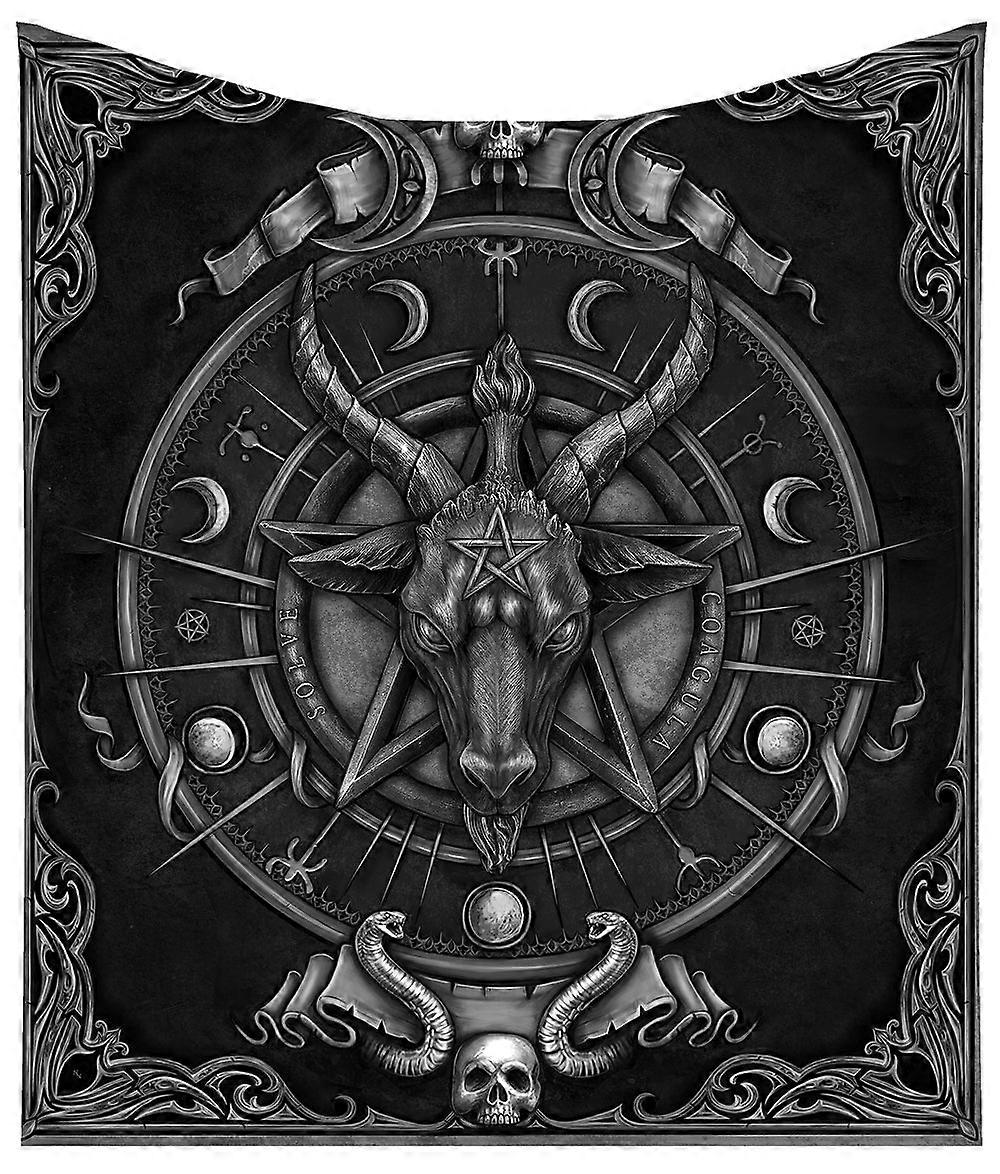 Baphomet Triple Horn Sabbatic Goat Throw Blanket