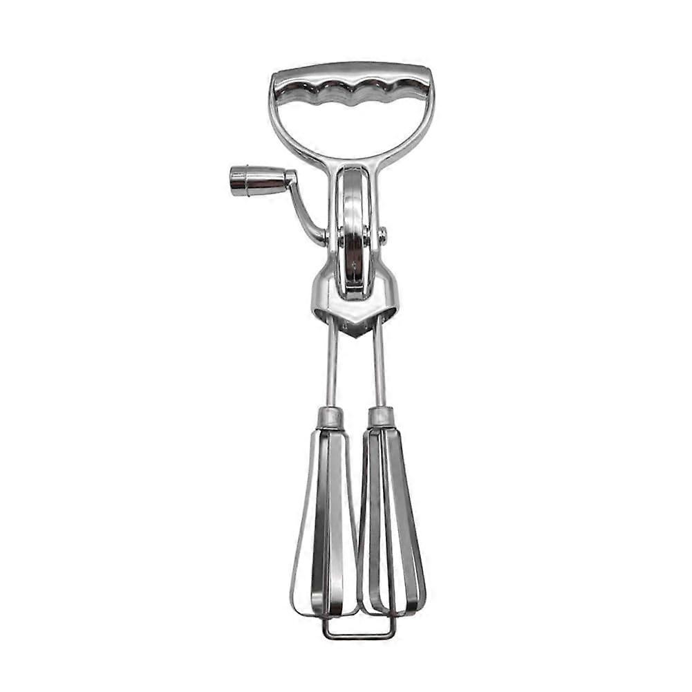 Egg beater with hand crank, Handheld doubleheaded stainless steel hand whisk