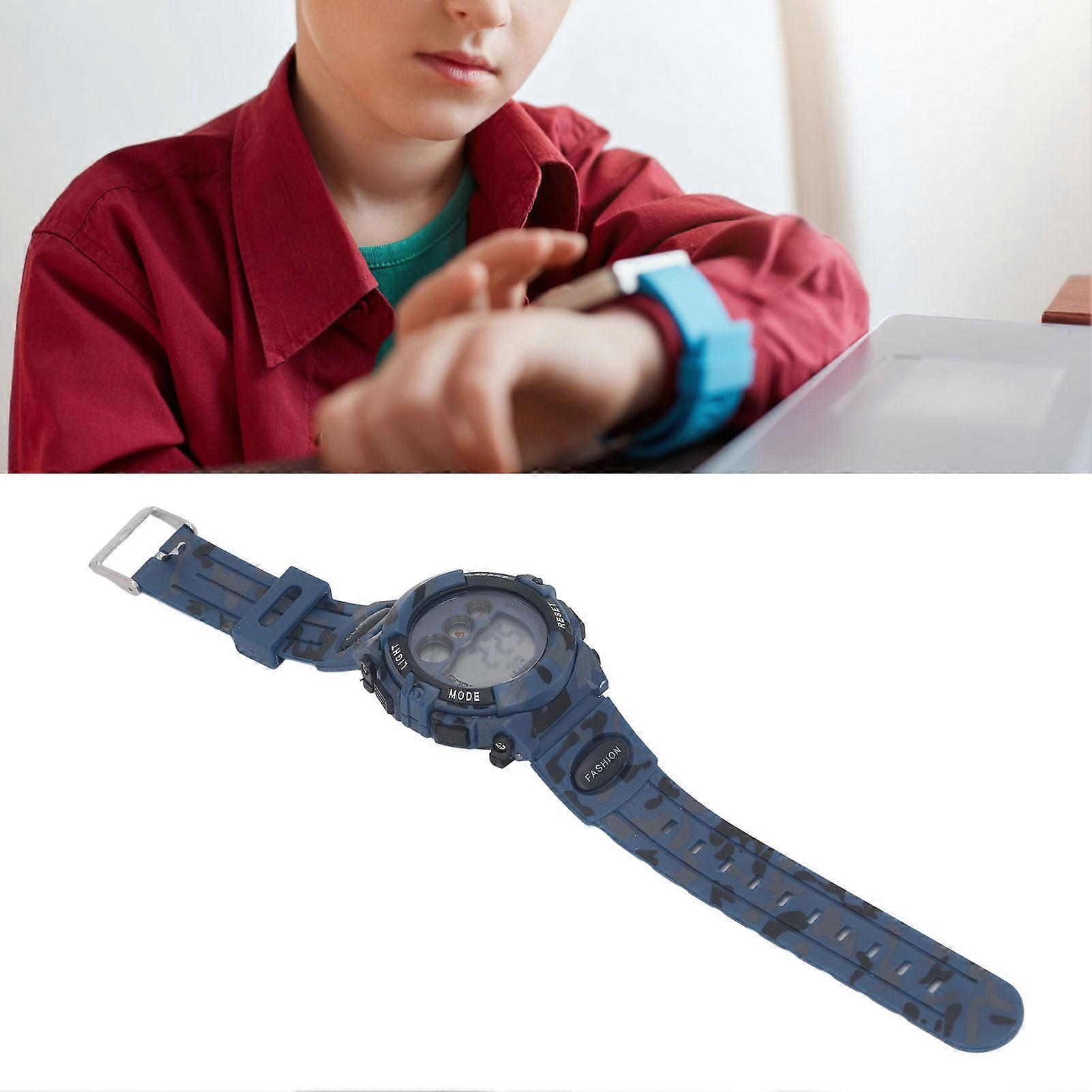Kids Camouflage Digital Watch Alarm Clock Date Display Split Time On Time Alarm 12/24 Hour 7 Colors LED Backlight 50m Waterproof Watch for Boys Aged 