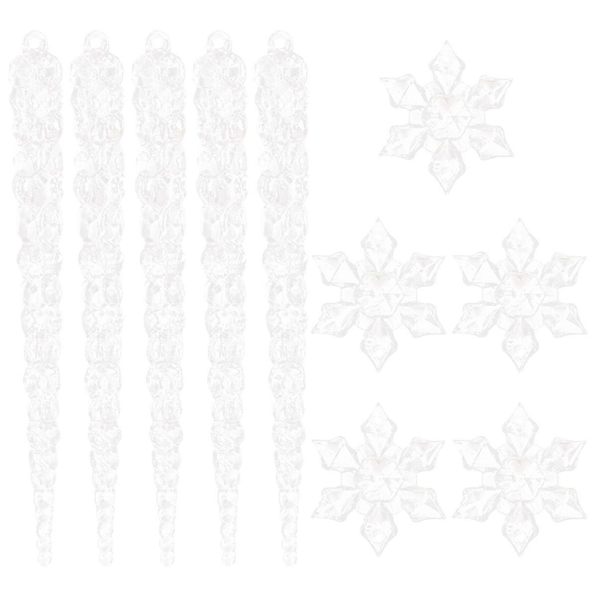 الحلي لشجرة ندفة الثلج معلقة الدعائم عيد الميلاد حزب الاكريليك مصغرة البلاستيك رقاقات الثلج 10 قطع