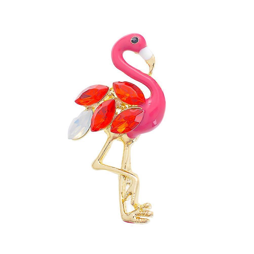 Animal Cartoon Lapel Button Brooch Flamingo Rhinestone Inlaid 4.6*2.5cm 1Pack