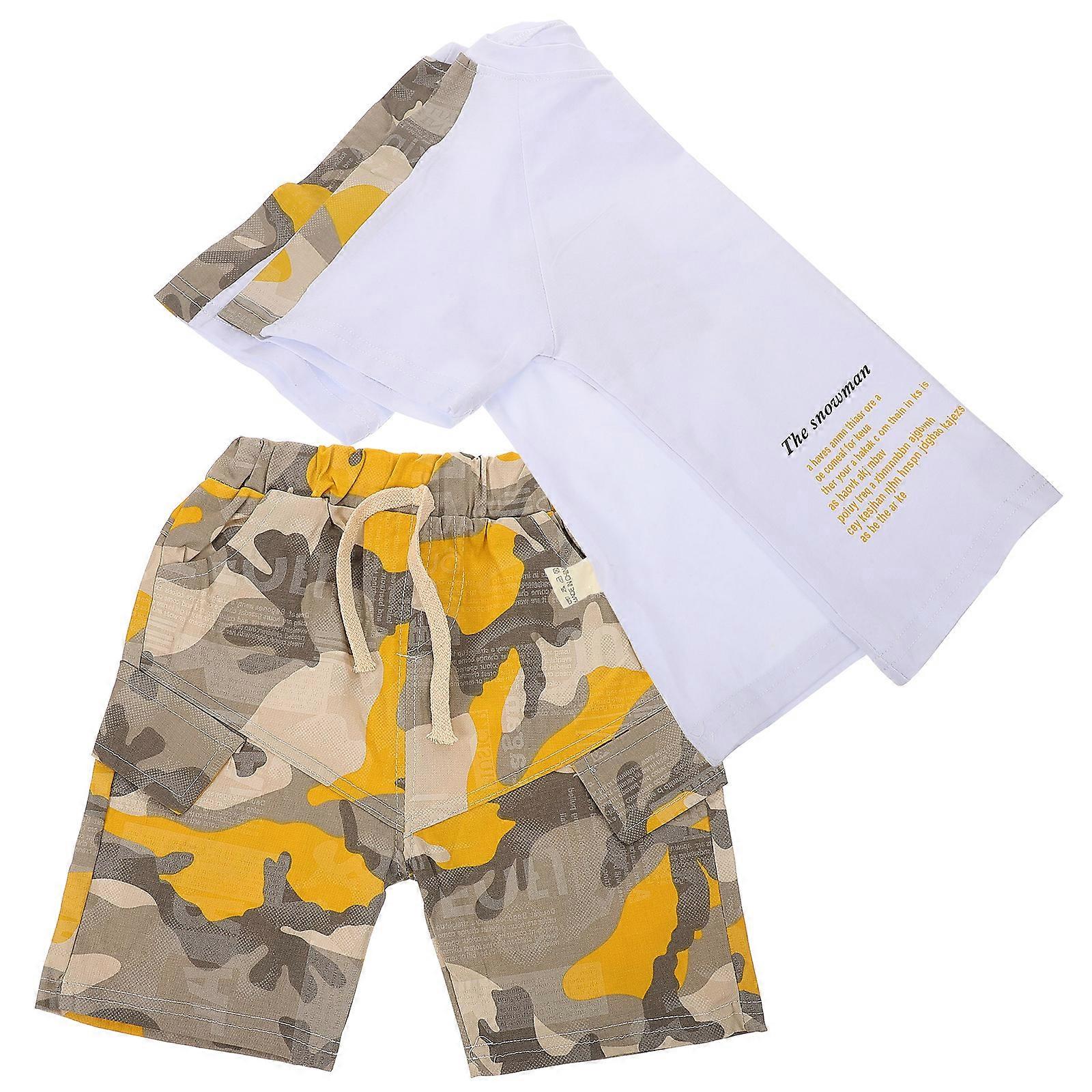 Summer T-Shirt and Shorts Set Polyester Material Breathable Cooling for Little Boys 1Set