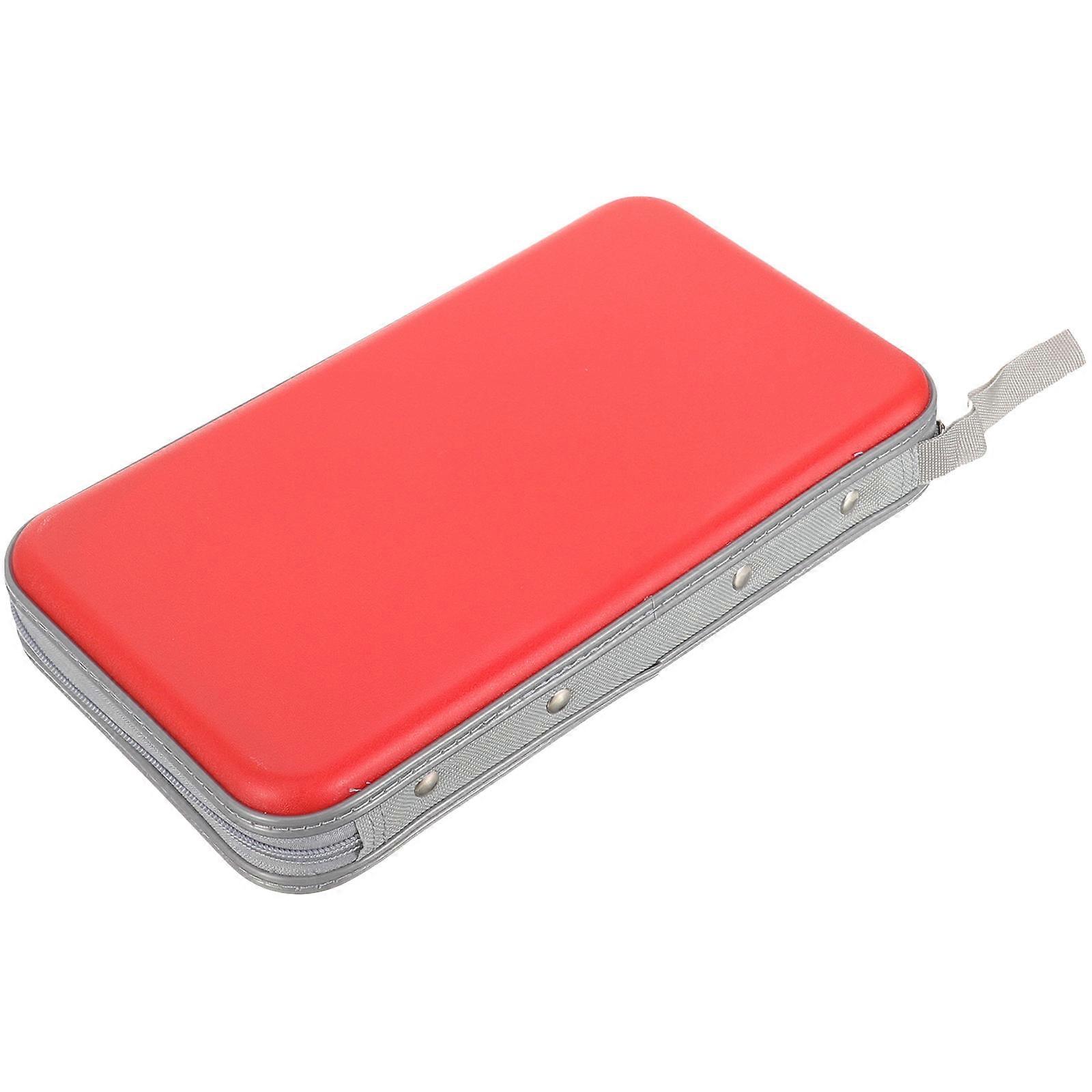 High Grade Zipper CD Organizer With 80 Capacity For Storing DVDs And CDs In Watermelon Red Color Made Of Soft Material For Daily Use 1Pcs