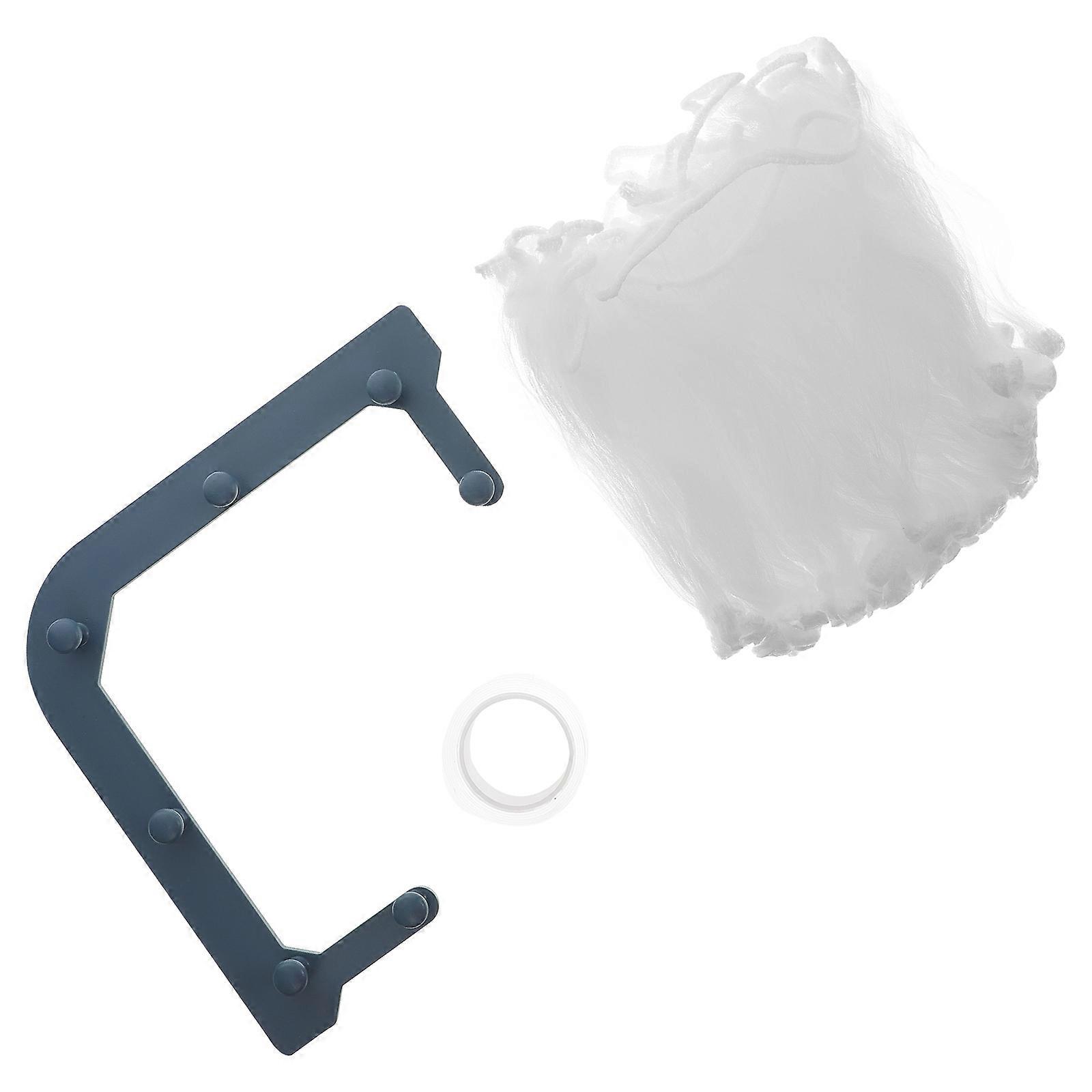 Triangular Kitchen Sink Drain Rack with Adhesive Food Waste Pouch Holder for Corner, Space Saving Design, Easy Install and Removal, Includes Filter