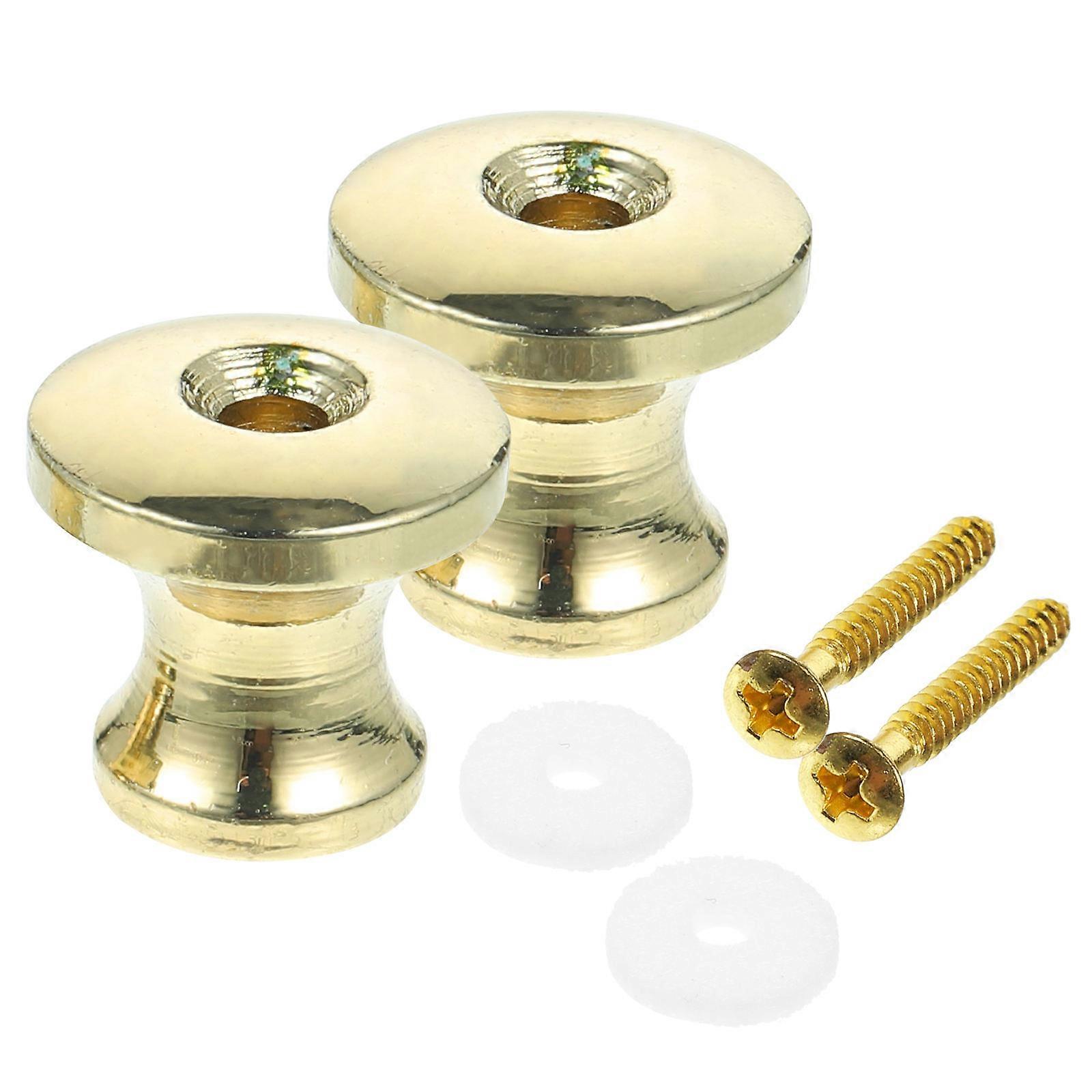 Electric Guitar Strap Locks Copper Gold Plated Metal Secure Locking 2Pcs