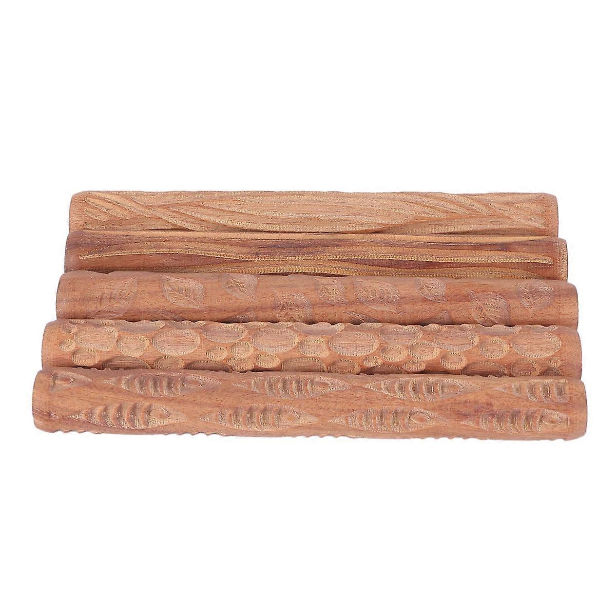 20PCS Pottery Tools Wood Hand Rollers for Clay Clay Stamp Clay Pattern Roller