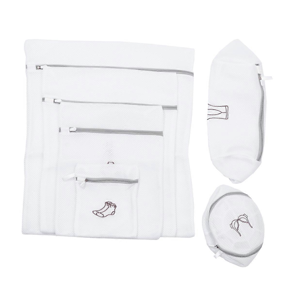 Lingerie Washing Bag Polyester Rectangular For Washing Delicate Items White 57.00X47.00X0.20cm Protect Fragile Fabrics 6Pcs