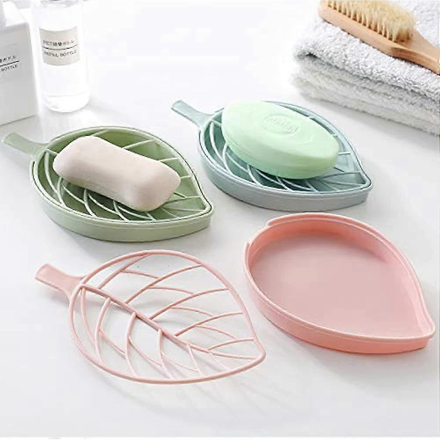 Leaf-shaped soap dish for use in the shower and kitchen