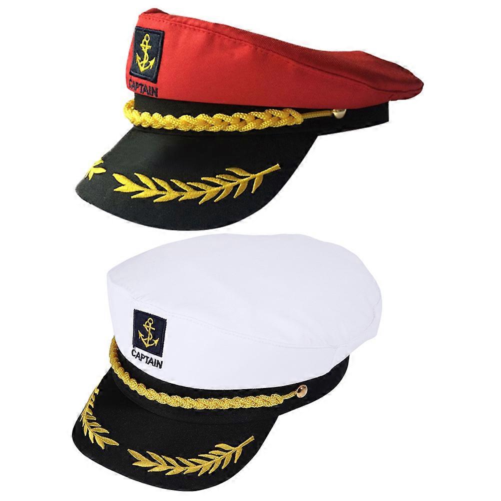 2pcs Embroidered Captain Sailor Hats Cosplay Costume Accessories for Lightweight Breathable Design Role Play Masquerade Events