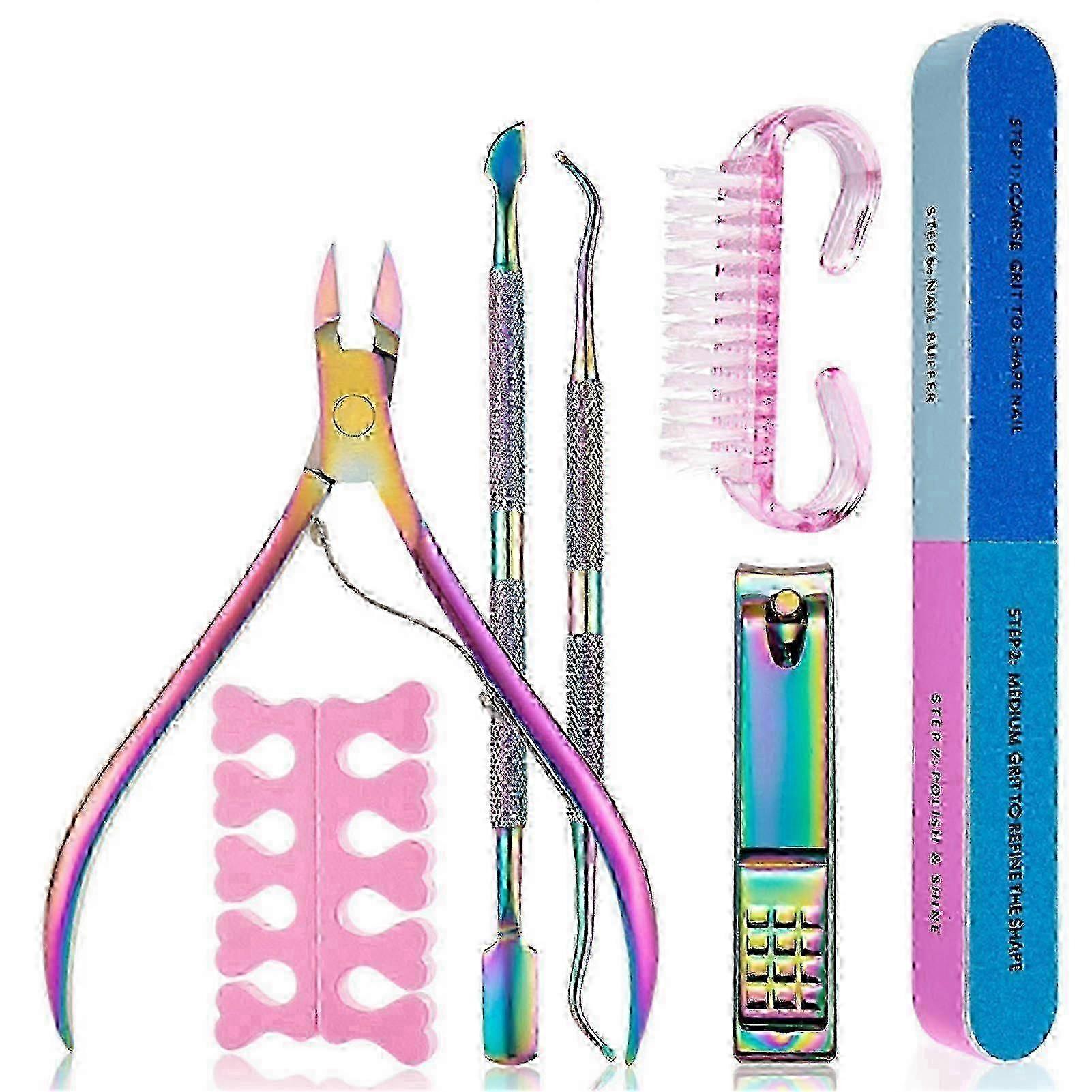 Stainless Steel 7-Piece Professional Nail Care Set - Multi-Function Manicure Tool Set
