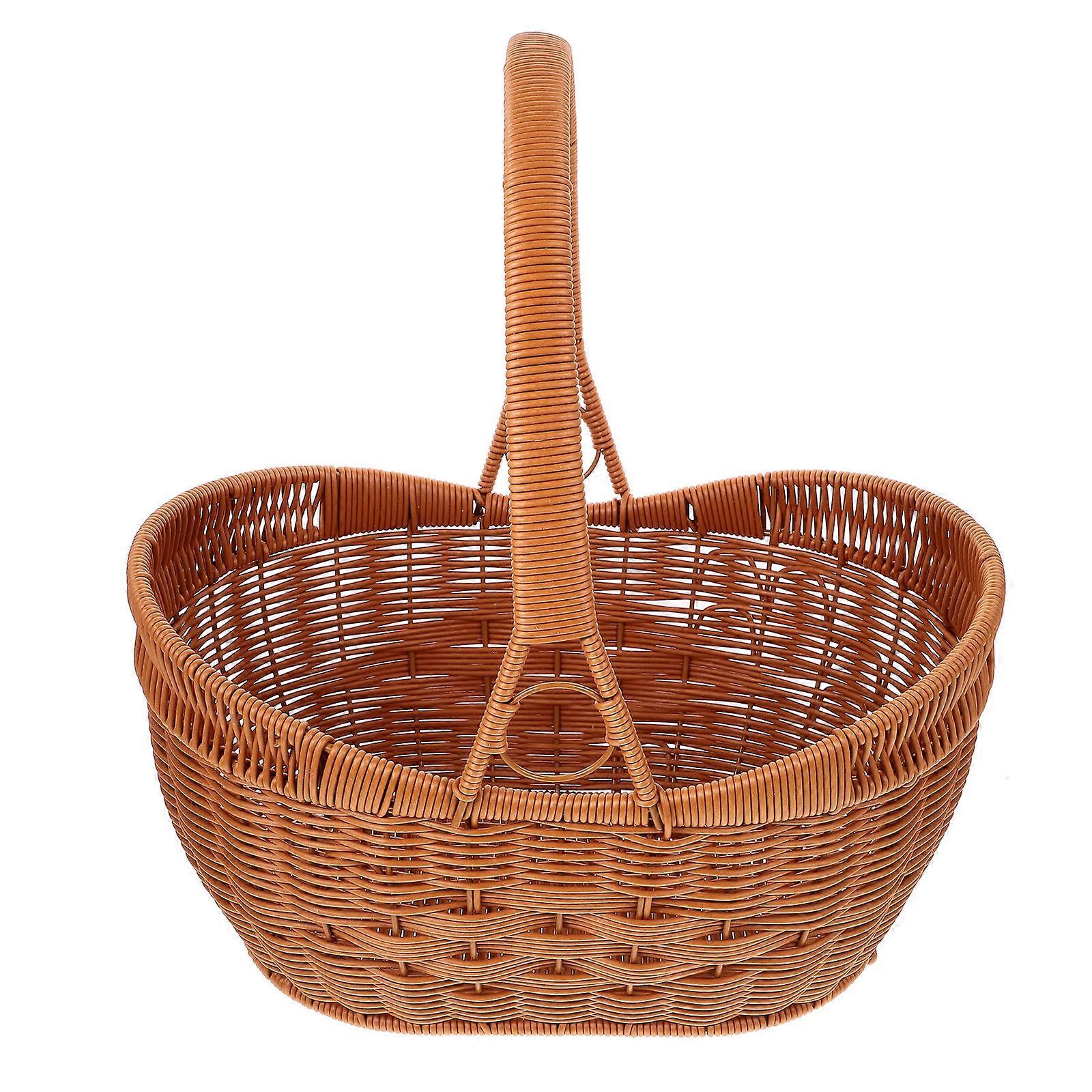 Fruits Basket Woven Picnic Basket Home Picnic Basket Shape PP Material 1Set