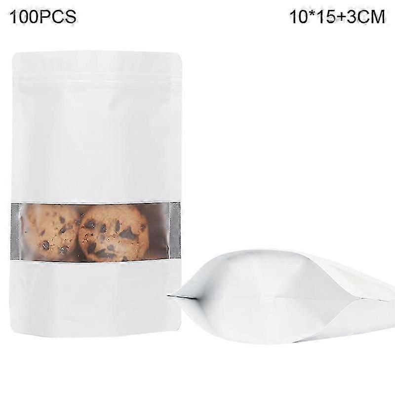 20C Clear Window Food Bags Color Stand-Up Ziplock Storage Bag, 10x15cm+3cm, 100Pcs