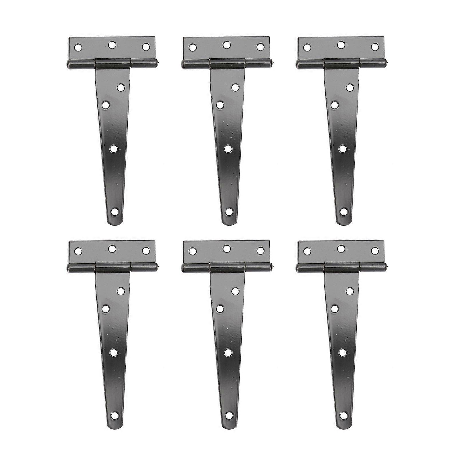 Deck Gate Hinge T Shape Corrosion Resistant Iron Shed Hinge for Lightweight Worktop or Table Black 6Pcs