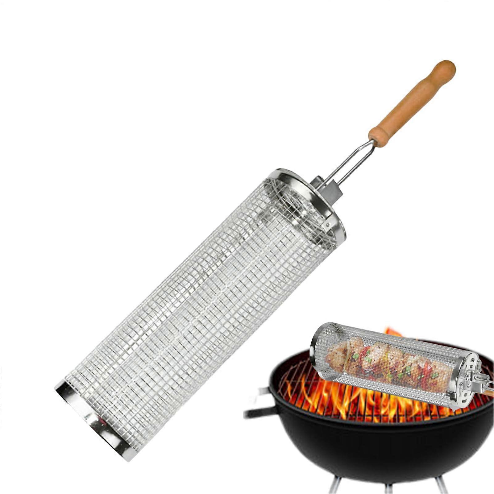 Grill net cylinder BBQ roll cage, rotating grill tube Cooking basket