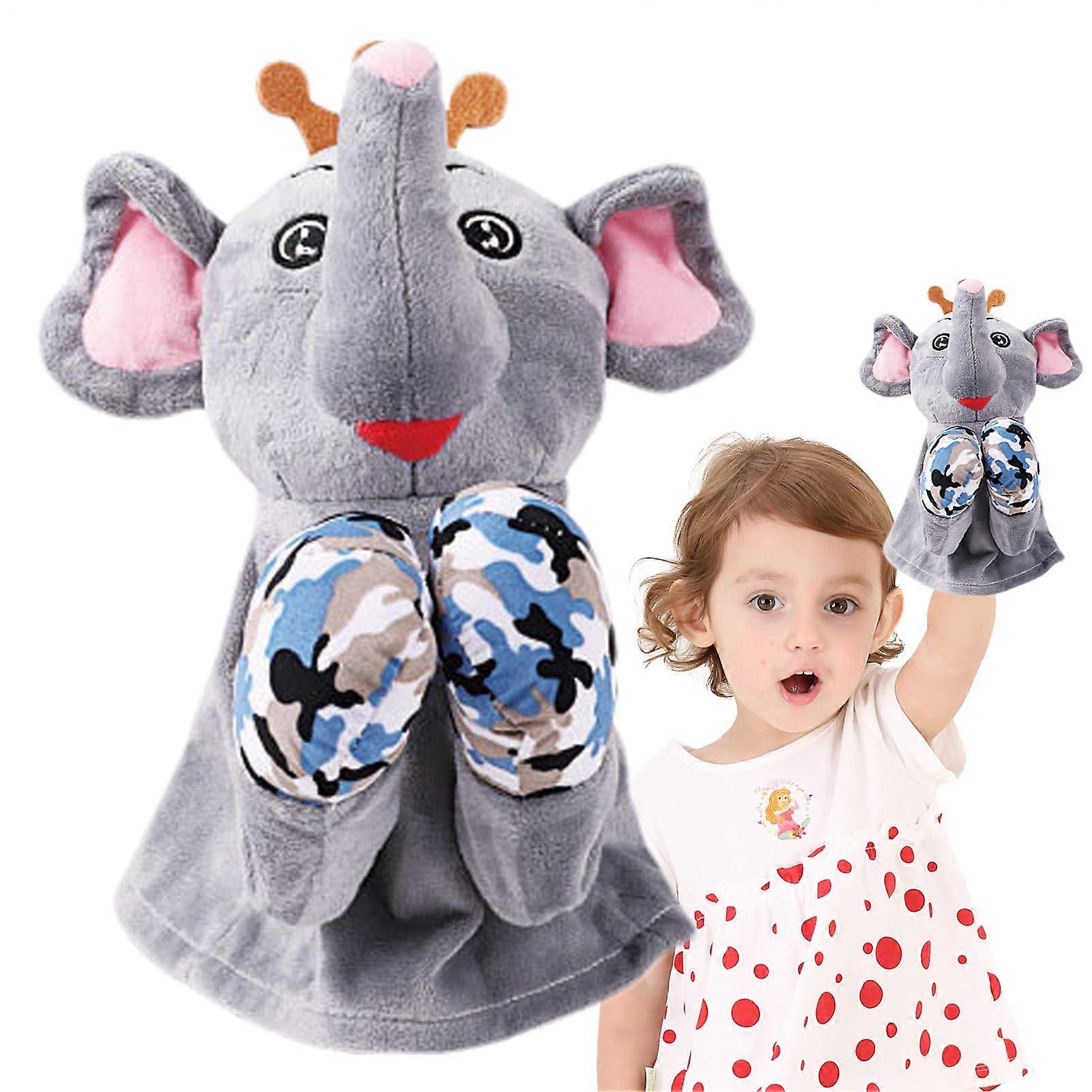 Hand Puppets Plush Dolls Boxing Kung Fu Animal Puppet with Sounds Action Soft Plush Toy for Role Play Elephant